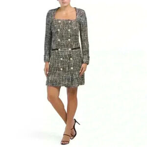 ALEXIA ADMOR BLACK MULTI Milli Tweed Tuxedo Dress/Jacket With Buttons